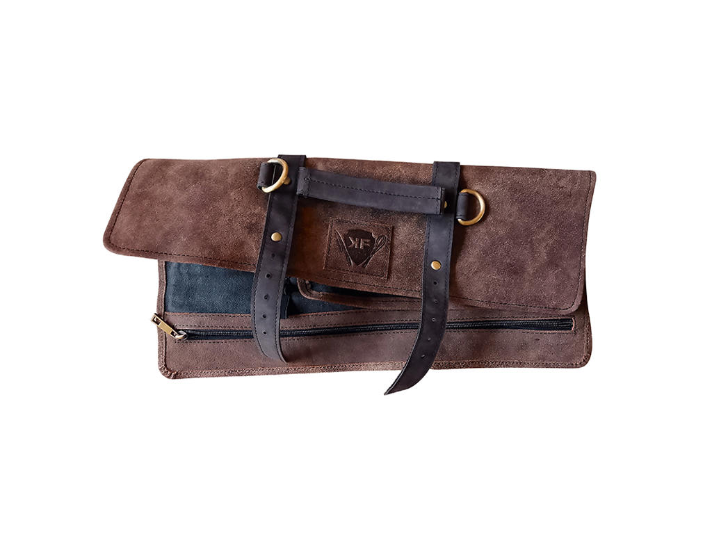 Rullemappe Brun Læder 5 Rum 43x35 cm