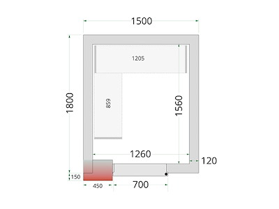 Reol system til fryserum 1800x1500mm