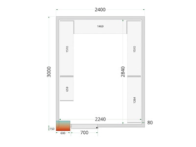 Kølerumspanel 2400x3000x2200 80mm