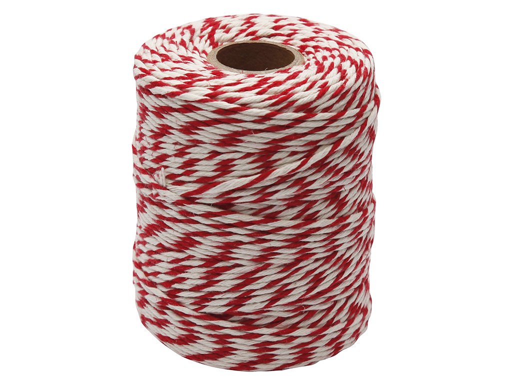Rullepølsegarn Rød/hvid 250g