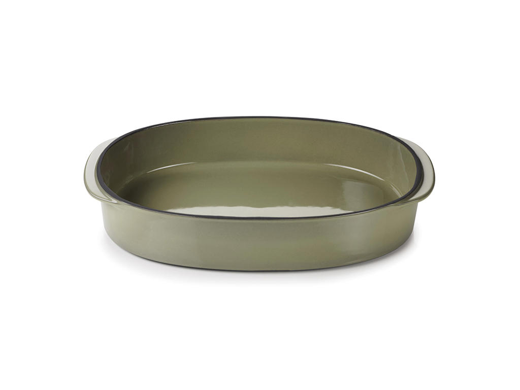 Fad Oval 34x25 cm Beige Caractere Culinaire