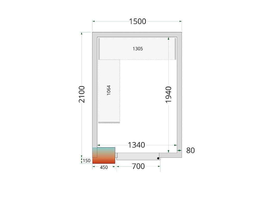 Kølerumspanel 1500x2100x2200 80mm