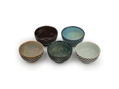 Tekrus 5 stk m. Fod Blå/Grøn SARA