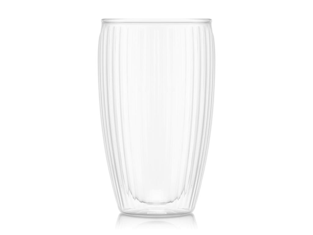 Glas 45 cl dobbelvægget ribbet 2 stk Bod