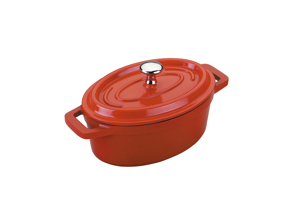 Gryde, mini støbealu rød 0,25 l - oval 1
