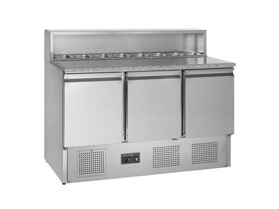 Pizzabord GN1/1 3 døre m/køleopsat GN1/6