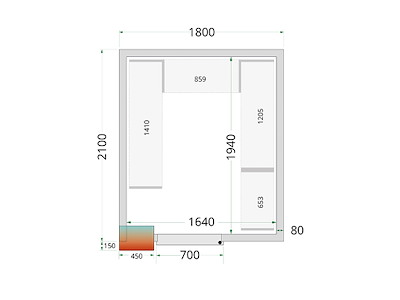 Kølerumspanel 1800x2100x2200 80mm