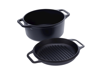 Gryde med låg/grillpande, Combo Cook, Ø26 cm, Victoria, støbejern