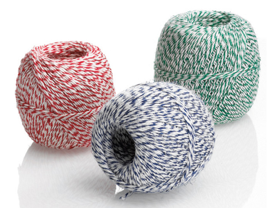 Rullepølsegarn, 325 m, blåt/hvidt, 200 g