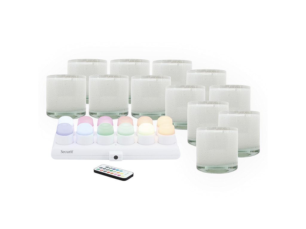 Lysestage AYLA Hvid m/farve fyrfaslys 12