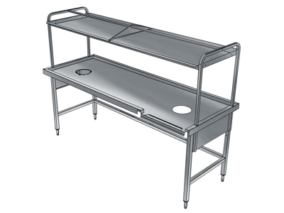 Bord 1700 mm 1 affaldshul + hylde V>H