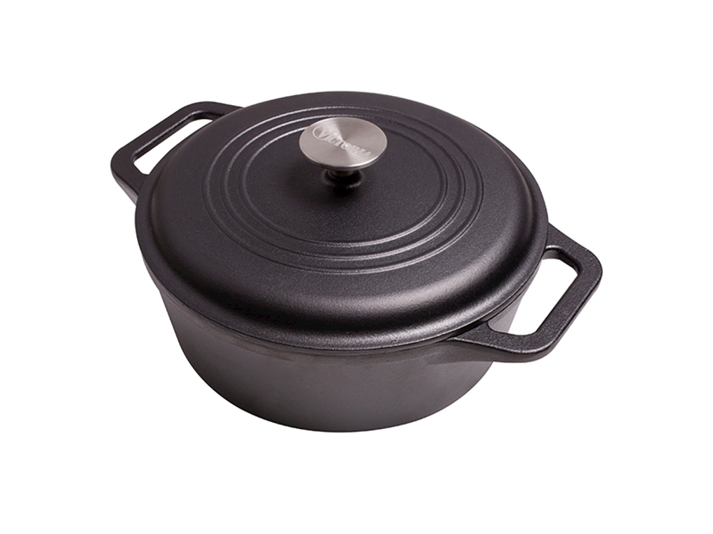 Gryde med låg, Ø24 cm, Victoria, støbejern