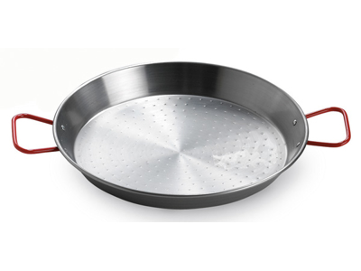 Paellapande 36 cm Blank/rødt håndtag