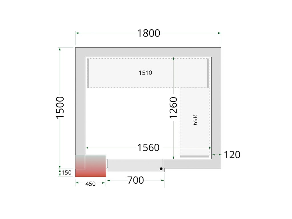 Fryserumspanel 1800x1500x2200 120mm