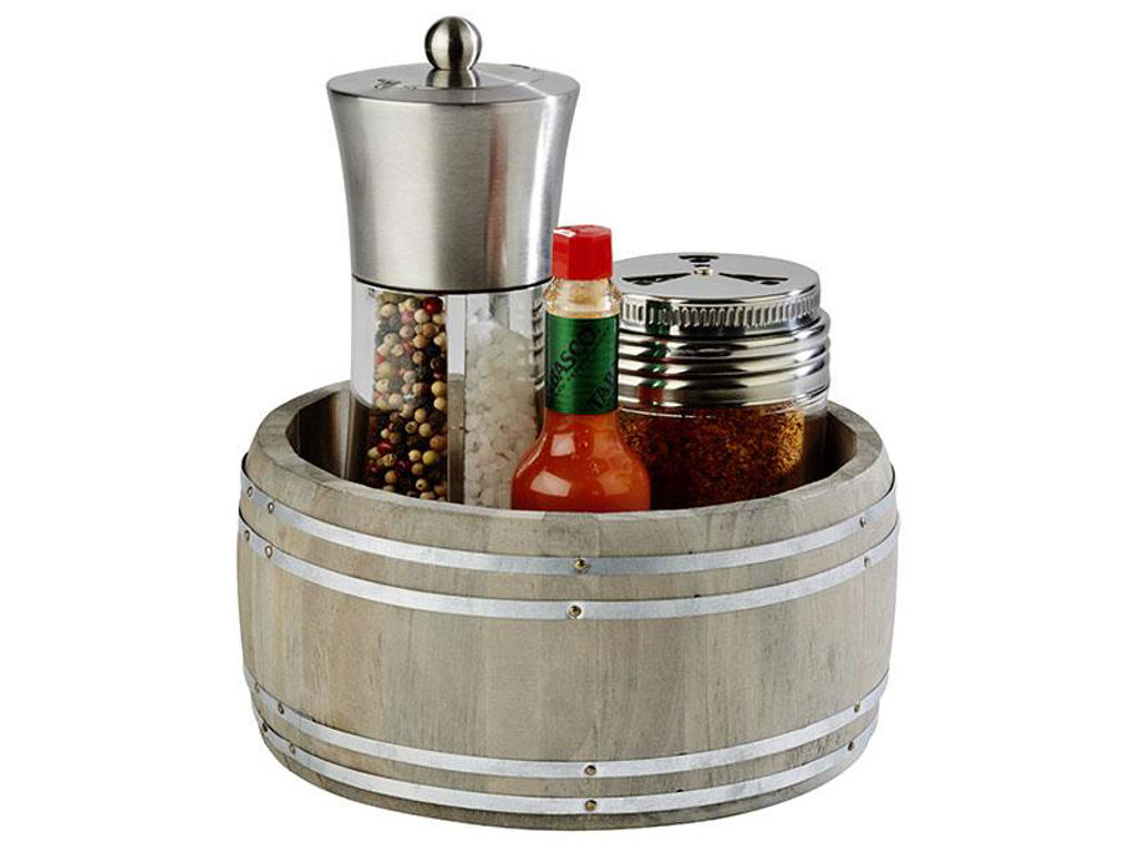 Mini tønde træ rund Ø17,5x8,5 cm