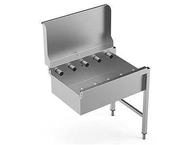 Bassinbane m. stænkplade korte rl 800mm