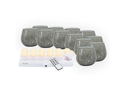 Lysestage LUNA Grå m/Hvid fyrfaslys 12sæ