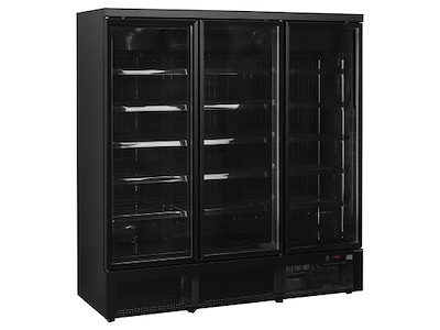 Displayfryseskab 1090 ltr 3 låger Sort