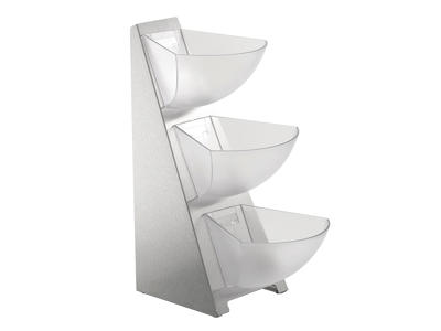 Display med 3 skåle stål/plast