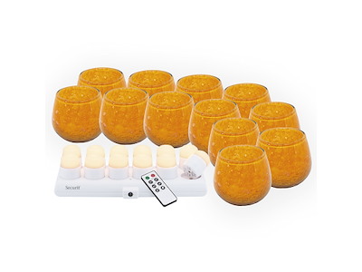Lysestage LUNA Orange m/Hvid fyrfaslys 1