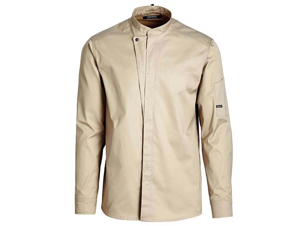 Kokkejakke sand m/trykknap Unisex L