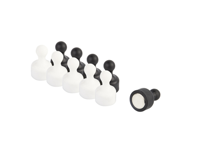 Magnetic push pins 10-pak sort/hvid