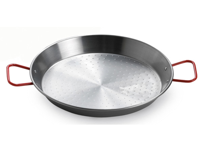 Paellapande 32 cm Blank/rødt håndtag