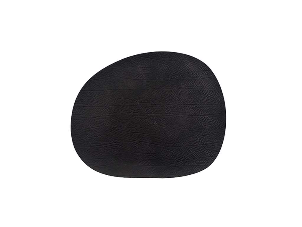 RAW Dækkeserviet læder 41x35,5 cm Sort