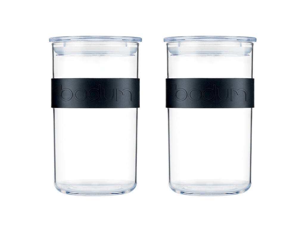 Opbevaringssæt 1L 2 stk Sort gummibånd