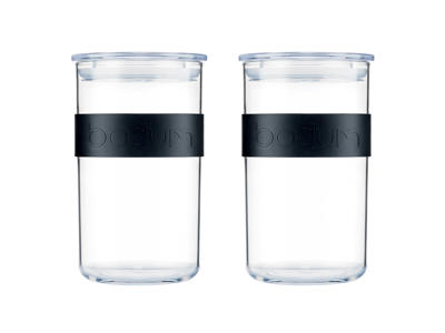 Opbevaringssæt 1L 2 stk Sort gummibånd