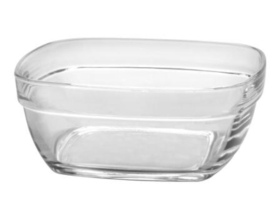 Glasskål firk stabelbar 14x14x5,7cm 61cl