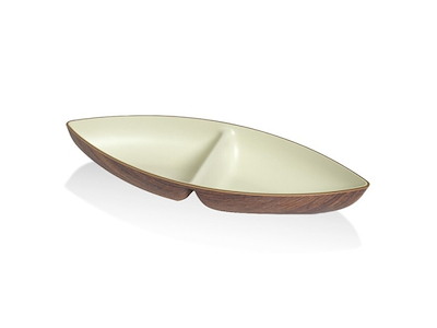 Skål Snack Todelt 27x11 cm Trælook/Hvid