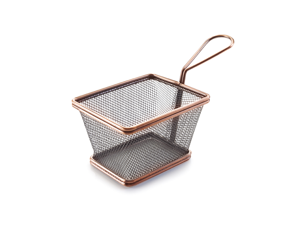 Friturekurv Mini kvadrat 10x8 cm Kobber