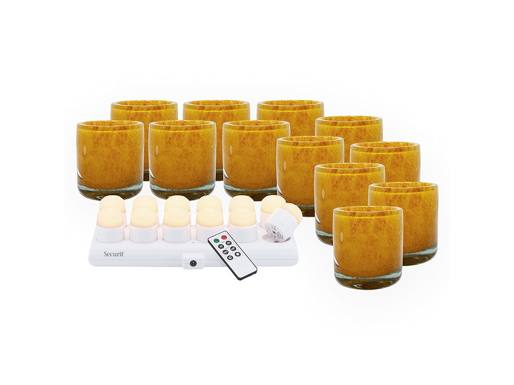 Lysestage AYLA Orange m/Hvid fyrfaslys 1