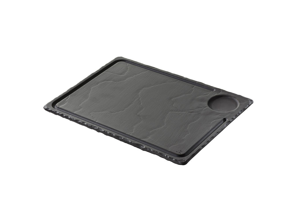 Tallerken Steak 33x24 cm Uglaseret Sort Basalt