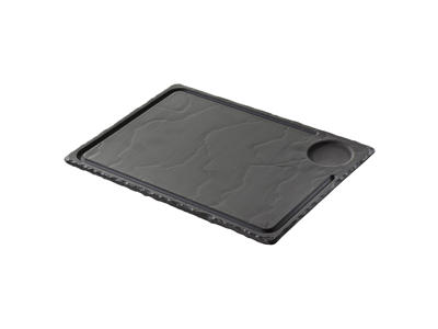 Tallerken Steak 33x24 cm Uglaseret Sort Basalt