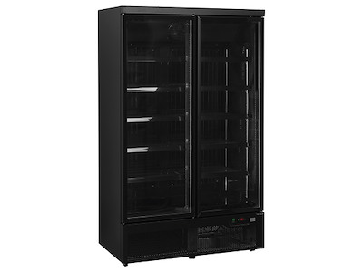 Displayfryseskab 702 ltr 2 låger Sort