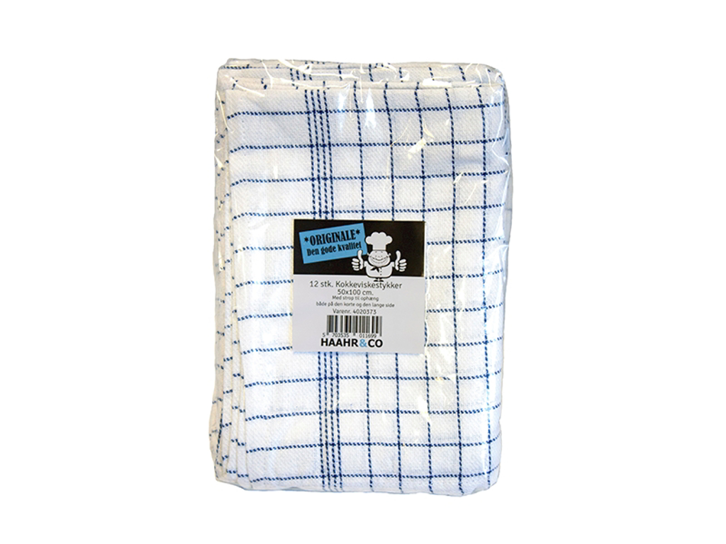 Viskestykke ternet blå 50x100 12 st pk