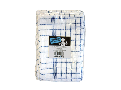 Viskestykke ternet blå 50x100 12 st pk