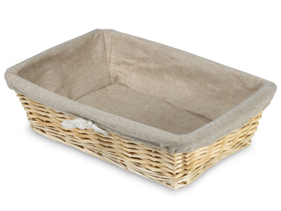 Kurv flettet 35x25x10 cm med klæde