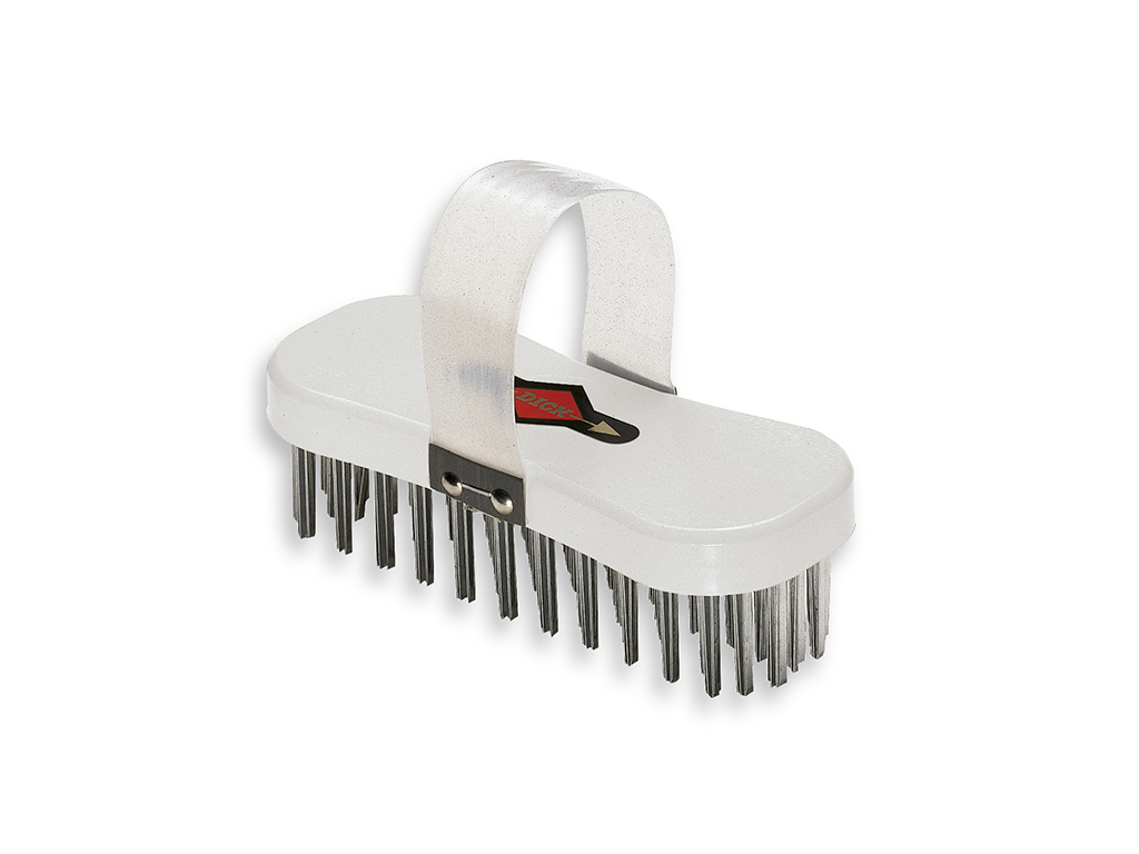 Stålbørste, kødforarbejdning, Willy Peitz, 18,5x7,5 cm, hvid