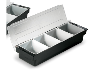 Beholder med 4 rum og låg sort