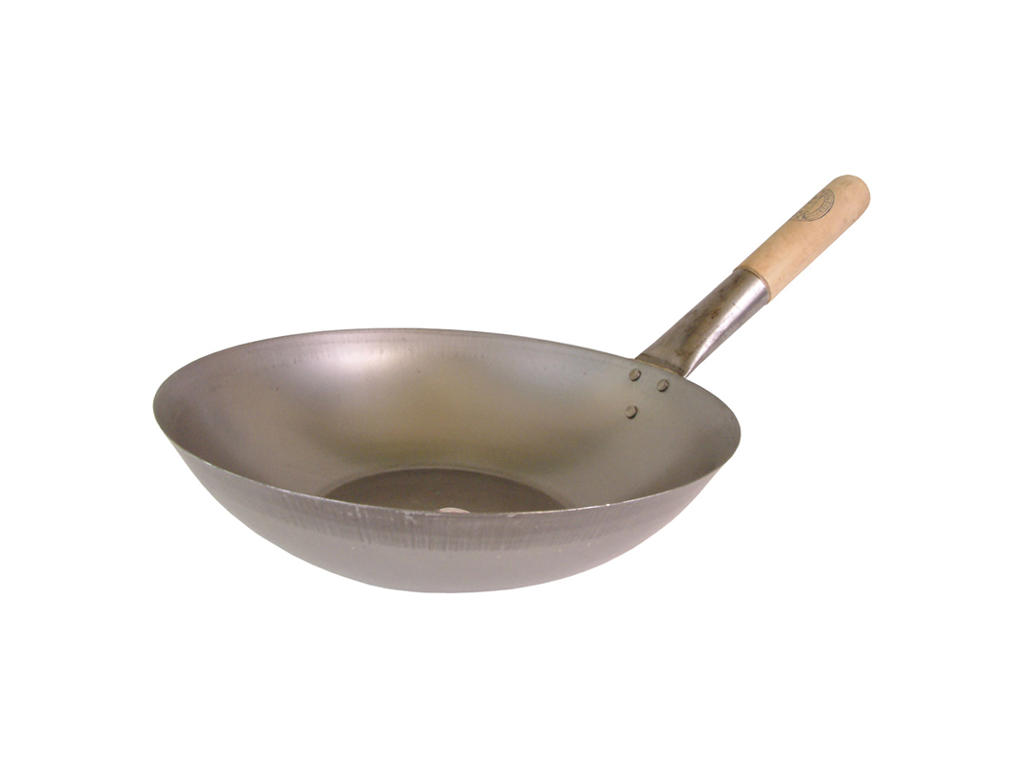Wok 33 cm Jern m. Træhåndtag Flad Bund