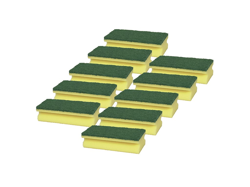 Skuresvamp Grøn/ Gul 10 stk 14x7x4,2cm