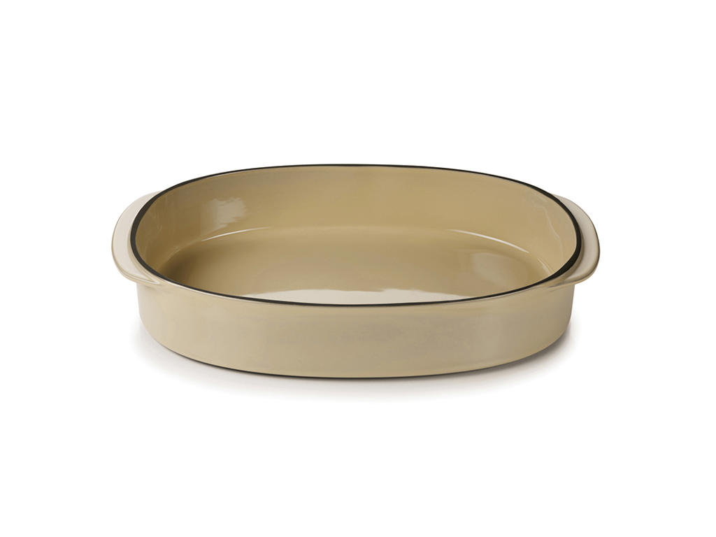 Fad Oval 34x25 cm Beige Caractere Culinaire