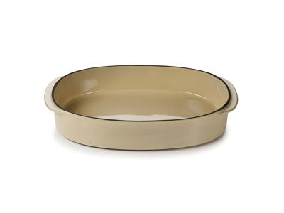Fad Oval 34x25 cm Beige Caractere Culinaire