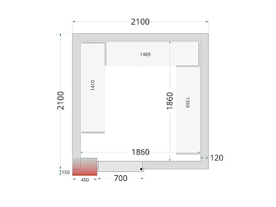 Fryserumspanel 2100x2100x2200 120mm