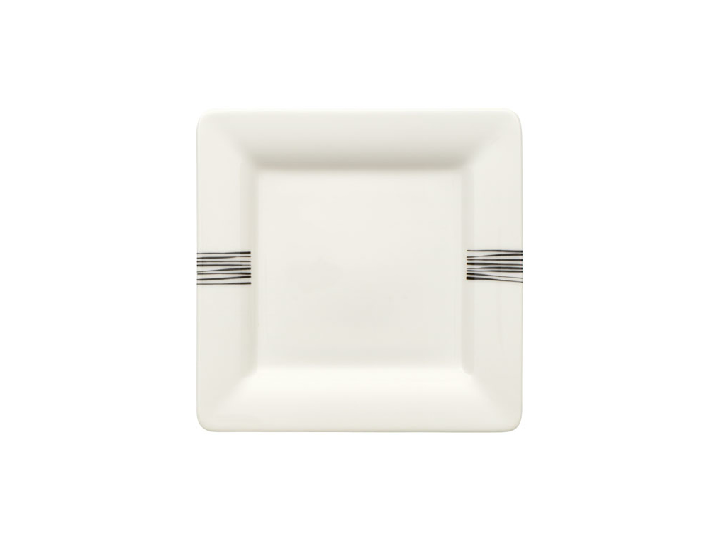 Black Lines Day Tallerken firkantet flad 16x16 cm