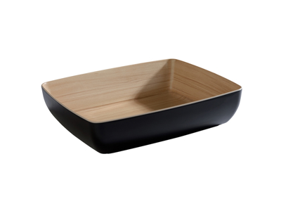 Melamin fad Frida sort/træ 1/2 GN